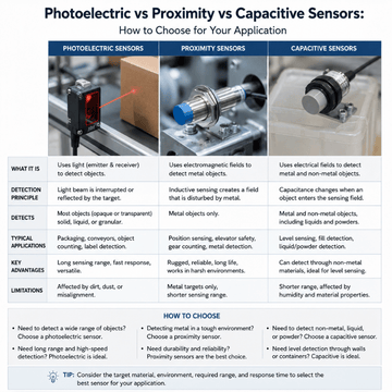 Photoelectric vs Proximity vs Capacitive Sensors: How to Choose for Your Application