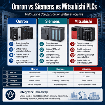Omron vs Siemens vs Mitsubishi PLCs: Multi-Brand Comparison for System Integrators