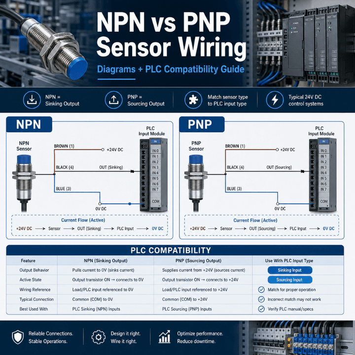 NPN vs PNP Sensor Wiring: Diagrams + PLC Compatibility Guide – itrustbot