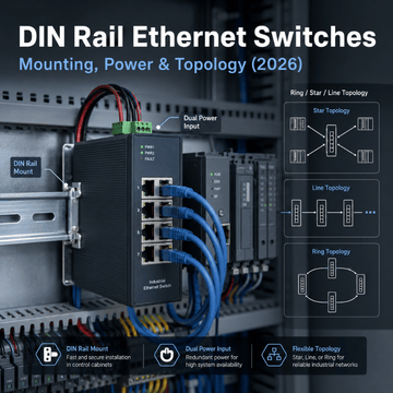 DIN Rail Ethernet Switches: Mounting, Power & Topology (2026)