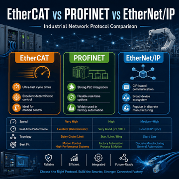 EtherCAT vs PROFINET vs EtherNet/IP: Industrial Network Protocol Comparison