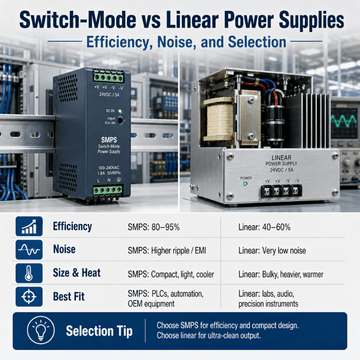 Switch-Mode vs Linear Power Supplies: Efficiency, Noise, and Selection